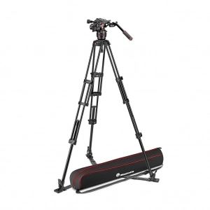 Alquiler de Trípode con estabilización a ras de suelo y rótula de vídeo (Kit) Manfrotto Nitrotech 608 y 546GB Twin GS