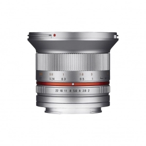 Venta de Objetivo fotográfico gran angular Samyang 12mm F2.0 NCS CS para Canon M (plata)